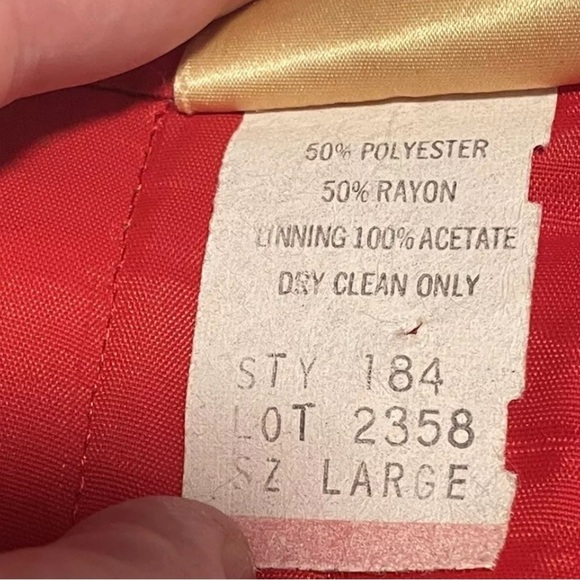 Vintage Eber Quilted Cropped Jacket Red Leaf Print Puff Sleeve Y2K Indie Size L - Picture 7 of 7